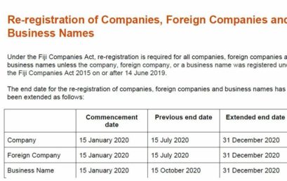 Under the #Fiji #Companies #Act, #re-registration is required for all companies, foreign companies and business names.