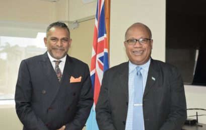 The Honourable Minister for Commerce, Trade, Tourism and Transport had productive discussions with the Fijian Ambassador to the United States and Canada, H.E. Amena Yauvoli, during a meeting.